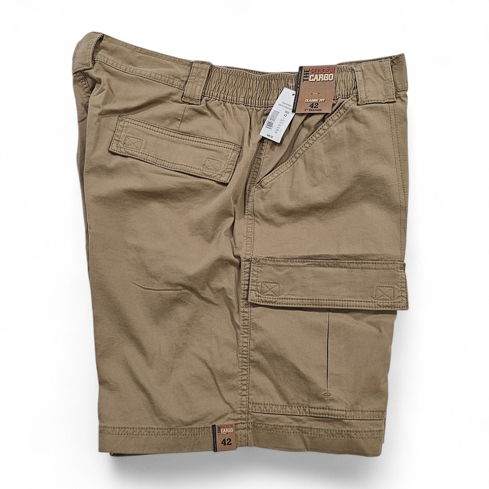 NWT Roundtree & Yorke Cargo Shorts Mens 42 Khaki The Hiker Classic Fit 7" Inseam
